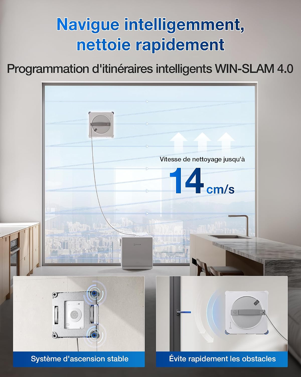 Robot lave-vitres Ecovacs Winbot W2S Omni — Baies vitrées